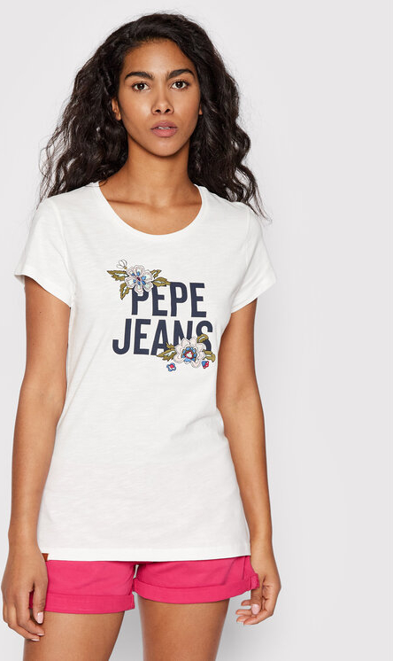 Bluzka Pepe Jeans w młodzieżowym stylu z krótkim rękawem z okrągłym dekoltem