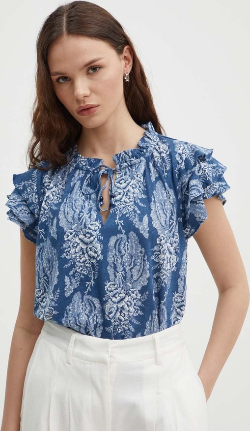 Bluzka Ralph Lauren z okrągłym dekoltem z lnu