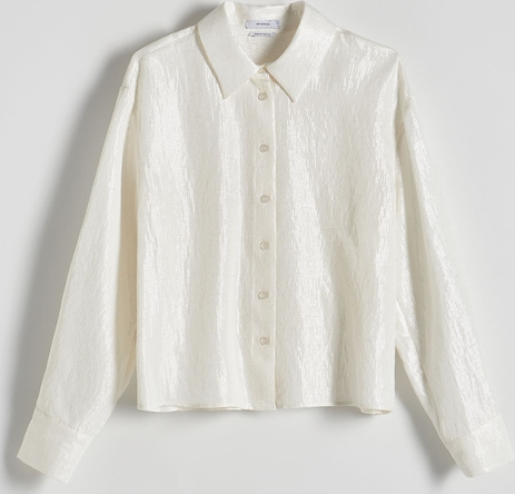 Bluzka Reserved z dekoltem w kształcie litery v z tkaniny z długim rękawem