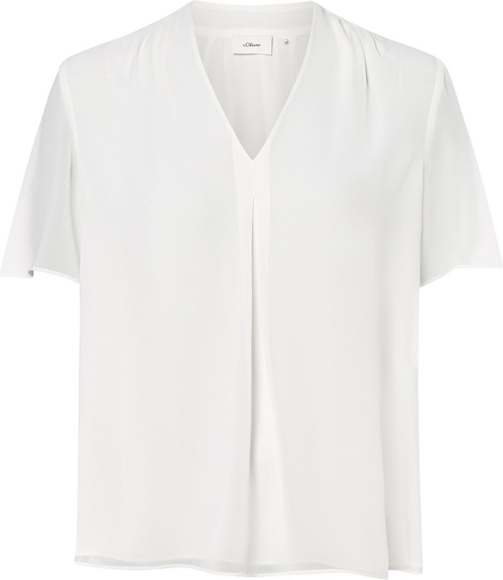 Bluzka S.Oliver Black Label z krótkim rękawem w stylu casual z dekoltem w kształcie litery v