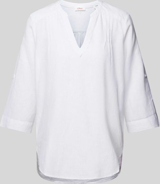Bluzka S.Oliver z dekoltem w kształcie litery v z lnu w stylu casual