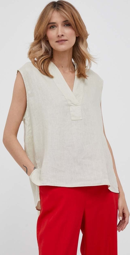 Bluzka Sisley w stylu casual z dekoltem w kształcie litery v bez rękawów