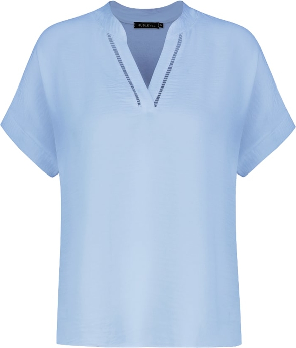 Bluzka SUBLEVEL z dekoltem w kształcie litery v w stylu casual z krótkim rękawem
