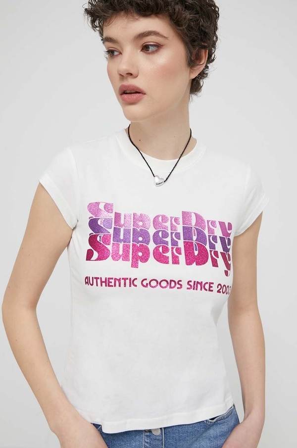 Bluzka Superdry z okrągłym dekoltem w młodzieżowym stylu