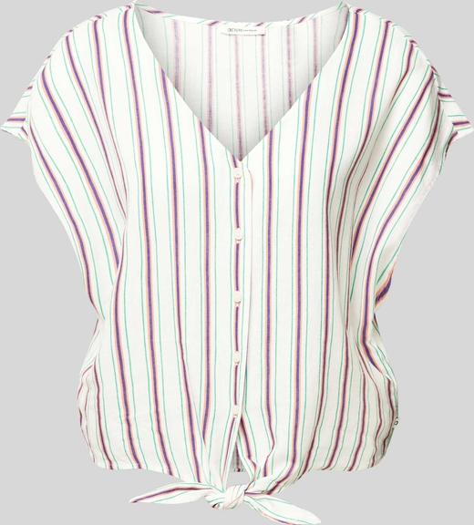 Bluzka Tom Tailor Denim z dekoltem w kształcie litery v z krótkim rękawem