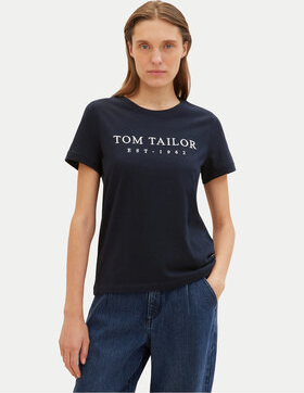 Bluzka Tom Tailor z okrągłym dekoltem w młodzieżowym stylu z krótkim rękawem