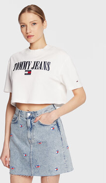 Bluzka Tommy Jeans z okrągłym dekoltem w młodzieżowym stylu