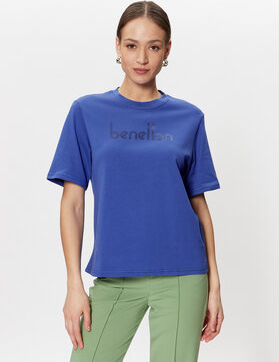 Bluzka United Colors Of Benetton z okrągłym dekoltem z krótkim rękawem