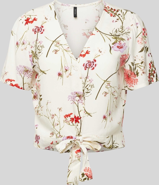 Bluzka Vero Moda z krótkim rękawem w stylu casual z dekoltem w kształcie litery v