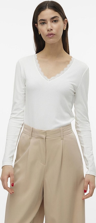 Bluzka Vero Moda z okrągłym dekoltem w stylu casual z długim rękawem