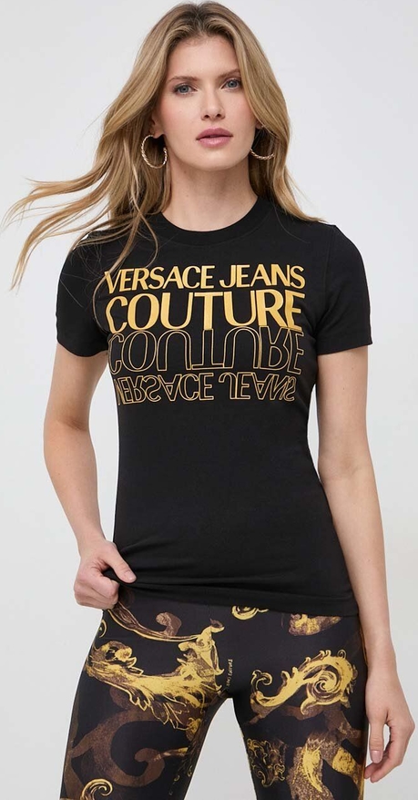 Bluzka Versace Jeans z krótkim rękawem w młodzieżowym stylu