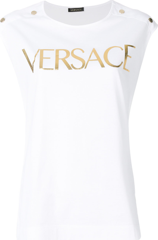 Bluzka Versace z bawełny z krótkim rękawem
