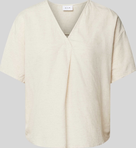 Bluzka Vila w stylu casual z dekoltem w kształcie litery v z bawełny