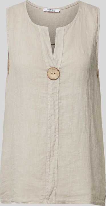 Bluzka Zabaione z lnu z okrągłym dekoltem w stylu casual