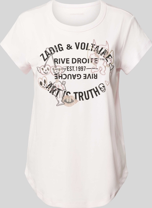 Bluzka Zadig & Voltaire z bawełny z okrągłym dekoltem z krótkim rękawem