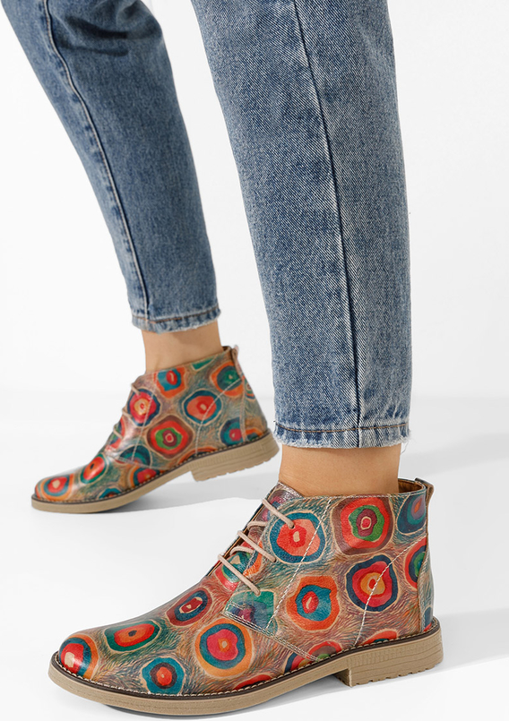 Botki Zapatos sznurowane w stylu casual ze skóry