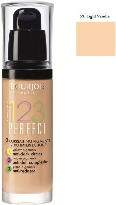 Bourjois, 123 Perfect Foundation, Podkład ujednolicający, nr 51 Light Vanilla, 30 ml