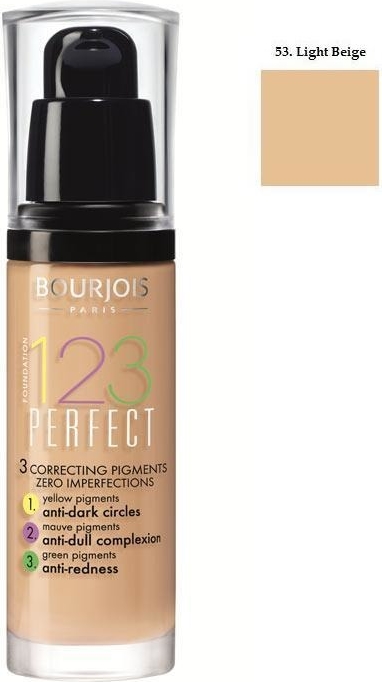 Bourjois, 123 Perfect Foundation, Podkład ujednolicający, nr 53 Light Beige, 30 ml