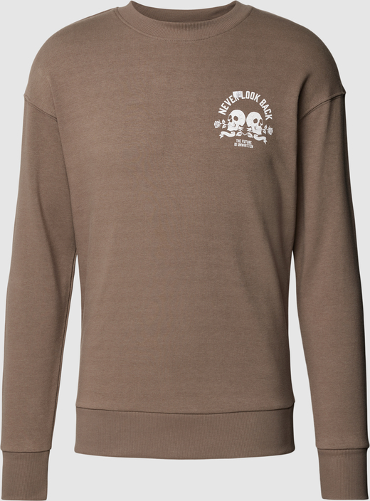 Brązowa bluza Jack & Jones z bawełny w młodzieżowym stylu