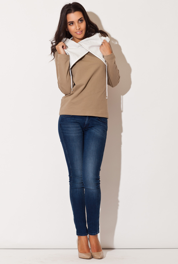 Brązowa bluza Katrus krótka w młodzieżowym stylu z bawełny