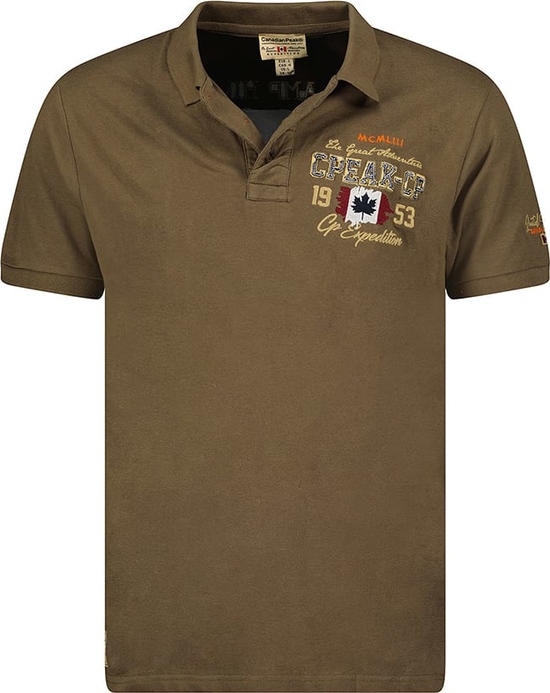 Brązowa koszulka polo Canadian Peak z krótkim rękawem z nadrukiem