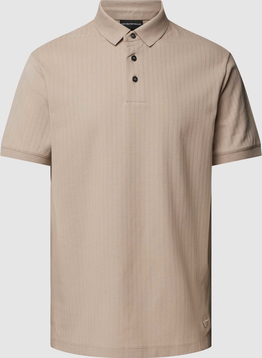 Brązowa koszulka polo Emporio Armani z bawełny z krótkim rękawem