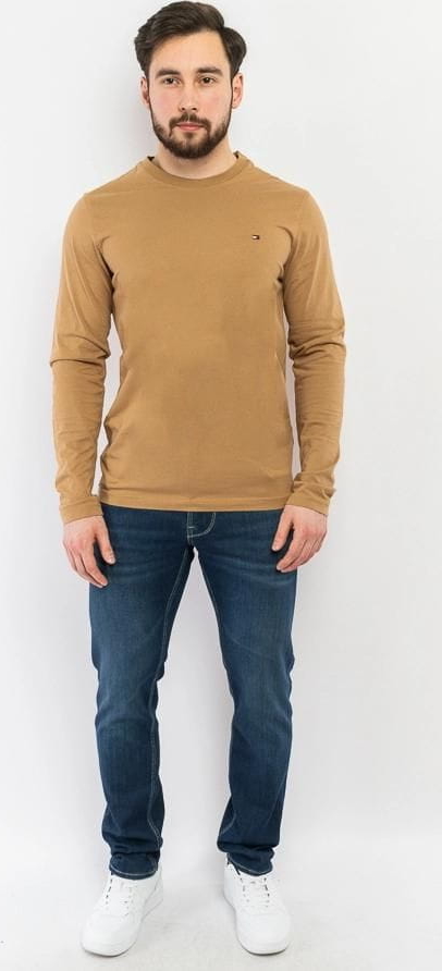 Brązowa koszulka z długim rękawem Tommy Hilfiger z długim rękawem w stylu casual z bawełny