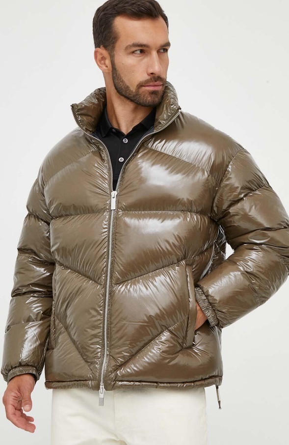 Brązowa kurtka Armani Exchange krótka w stylu casual