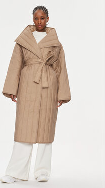 Brązowa kurtka Calvin Klein w stylu casual długa bez kaptura