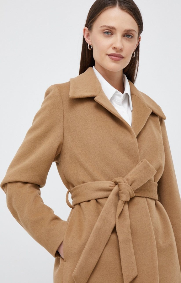 Brązowa kurtka Calvin Klein z wełny w stylu klasycznym