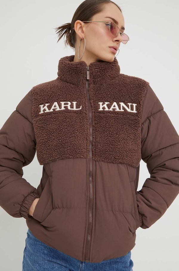 Brązowa kurtka Karl Kani krótka w stylu casual