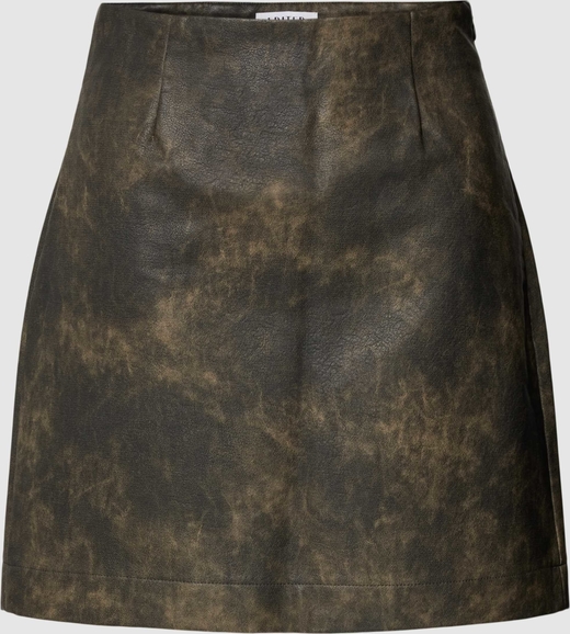 Brązowa spódnica EDITED ze skóry ekologicznej w stylu casual