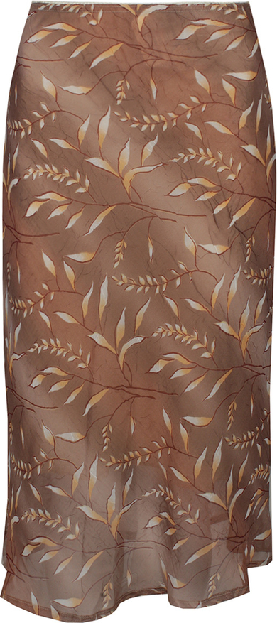 Brązowa spódnica Fokus z tkaniny midi