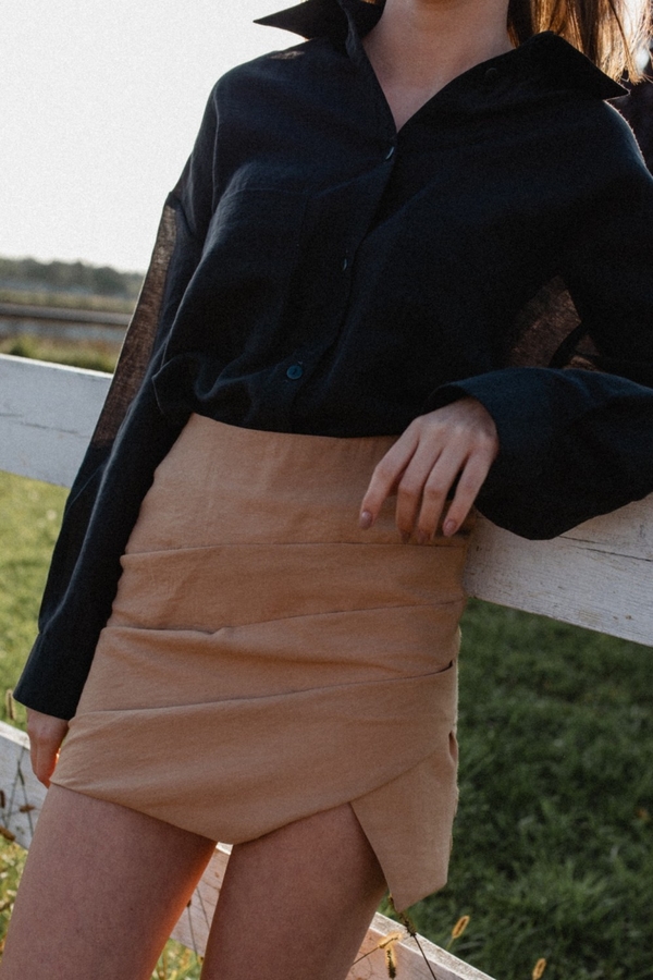 Brązowa spódnica Marsala z wełny mini
