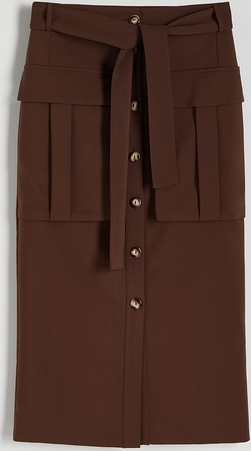 Brązowa spódnica Reserved z tkaniny midi w stylu casual
