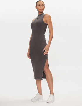 Brązowa sukienka Calvin Klein w stylu casual dopasowana bez rękawów