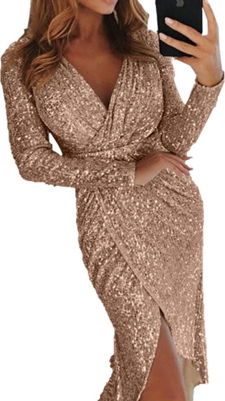 Brązowa sukienka Cikelly z dekoltem w kształcie litery v kopertowa maxi
