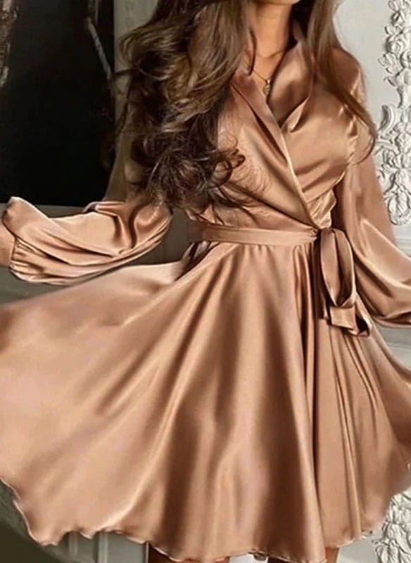 Brązowa sukienka Cikelly z długim rękawem mini