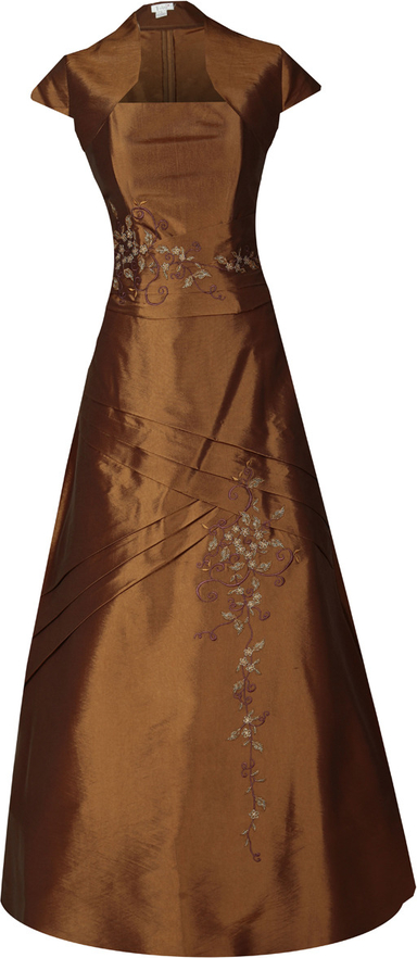 Brązowa sukienka Fokus z krótkim rękawem rozkloszowana