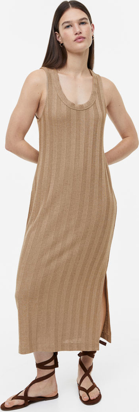 Brązowa sukienka H & M w stylu casual maxi