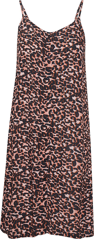 Brązowa sukienka Kaffe z dekoltem w kształcie litery v w stylu casual na ramiączkach