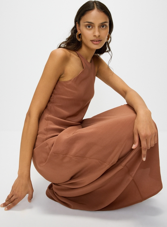 Brązowa sukienka Reserved mini z tkaniny w stylu casual