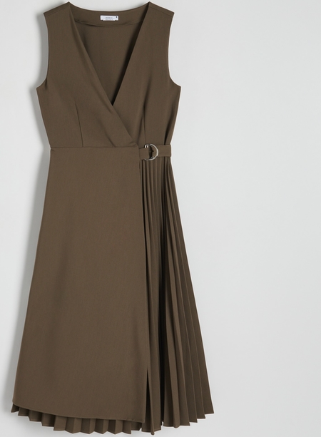 Brązowa sukienka Reserved z dekoltem w kształcie litery v z tkaniny bez rękawów