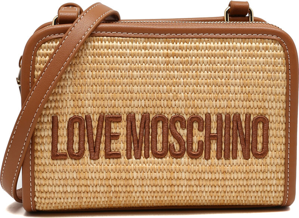 Brązowa torebka Love Moschino z bawełny na ramię średnia