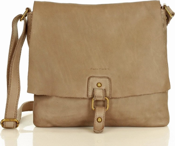 Brązowa torebka Marco Mazzini Handmade matowa na ramię w stylu retro