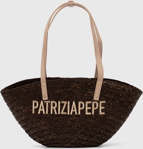 Brązowa torebka Patrizia Pepe matowa w wakacyjnym stylu