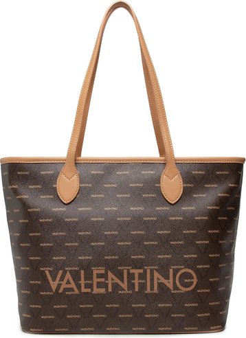 Brązowa torebka Valentino na ramię z nadrukiem duża