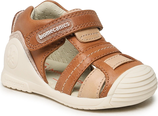 Brązowe buty dziecięce letnie BIOMECANICS na rzepy ze skóry