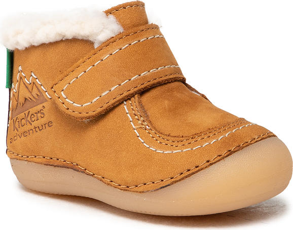Brązowe buty dziecięce zimowe Kickers ze skóry