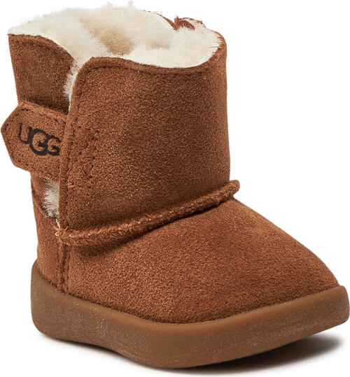 Brązowe buty dziecięce zimowe UGG Australia na rzepy z wełny